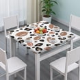 thumbnail image 3 of White Footballs with Leopard Spots Pattern Square Fitted Tablecloth with Elastic Edge,Square Table Cover,Washable Elastic Table Cover for Home Kitchen Party Decor 34"x34", 3 of 6