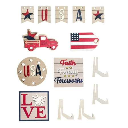 

WIQUOKETT Fall Decorations for Home Independence Day Tray Decoration in the United States Independence Day Scene Wooden Decorations Set Theme Party Decorations Fall Decor Indoor