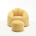 thumbnail image 3 of Bean Bag Chair with Ottoman, Giant Bean Bag Chair with Back, Plush Lazy Sofa Comfy Chair in Microfiber, Soft High Pressure Foam BeanBag Chairs for Adults in Living Room, Bedroom, Reading Room, Yellow, 3 of 9