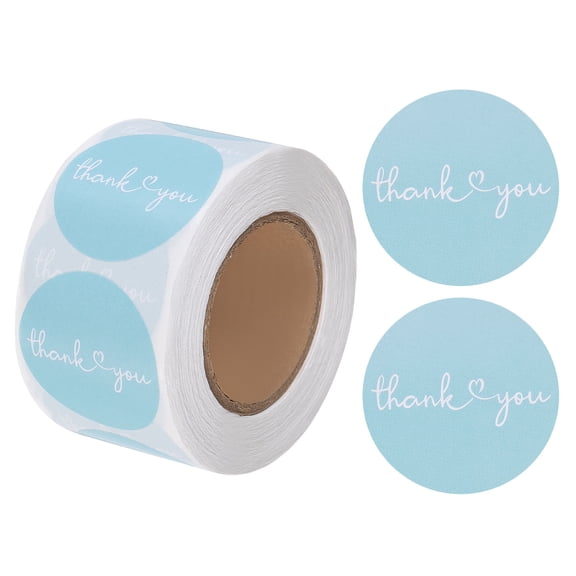 Unique Bargains 500Pcs Thank You Stickers Self Adhesive Round Seal Labels for Gifts Blue