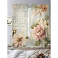 thumbnail image 4 of Farmhouse Pink Floral Semi Sheer Curtains 84 Inch Length 2 Panels Set, Spring Vintage Botanical Flowers Sheer Kitchen Curtain Privacy Voile Window Curtain for Living Room Bedroom Rod Pocket Drapes, 4 of 7