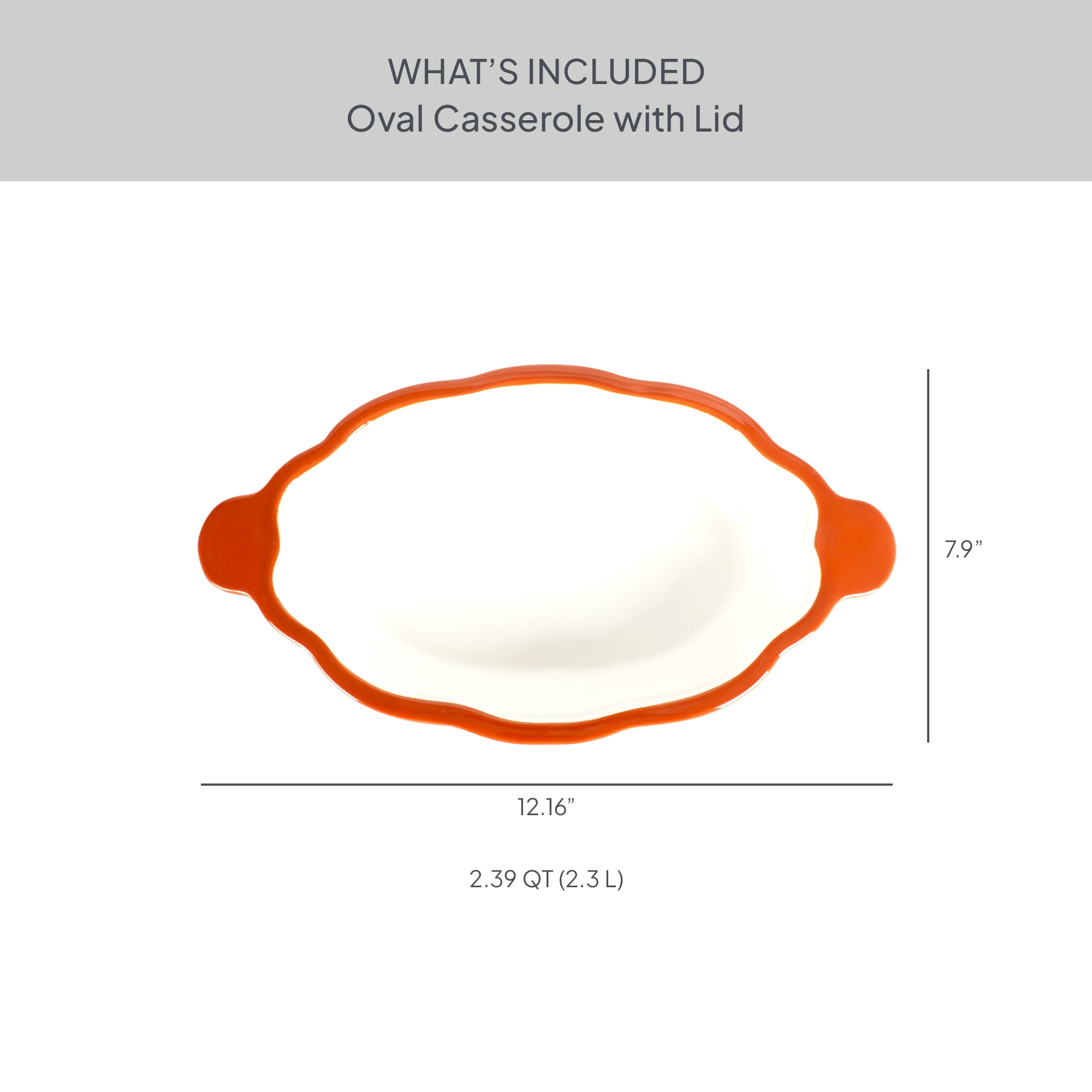 The Pioneer Woman Pumpkin Orange 3-Quart Oval Stoneware Baking Dish With Lid
