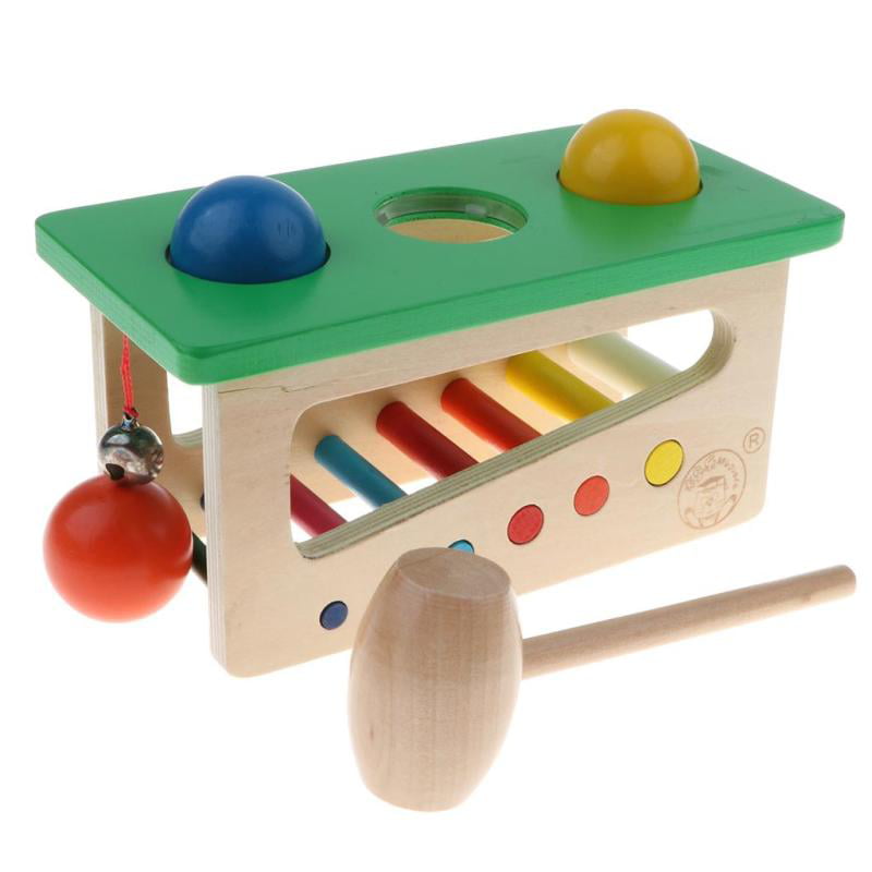 Wooden Educational Toy Jingle Bell Knock Ball Game Early Sensory Development 
