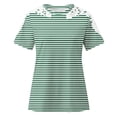 thumbnail image 4 of Camisas de Manga Corta para las Mujeres Impresión Cuello Redondo Suéter Encaje Camisa, Blusa de Verano Casual para las Mujeres, 4 of 5