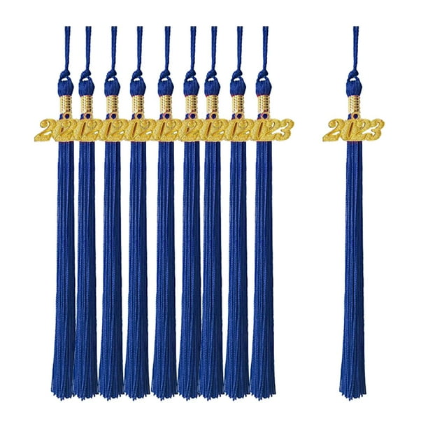 10 piezas de decoraciones de borlas de graduación 2023 con cuentas 2023, un solo color, 15 Azul