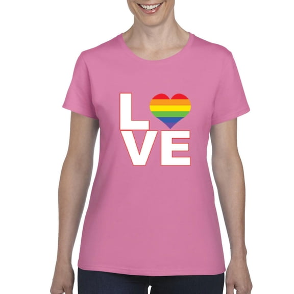IWPF - Women's T-Shirt Short Sleeve, up to Women Size 3XL - Love Rainbow