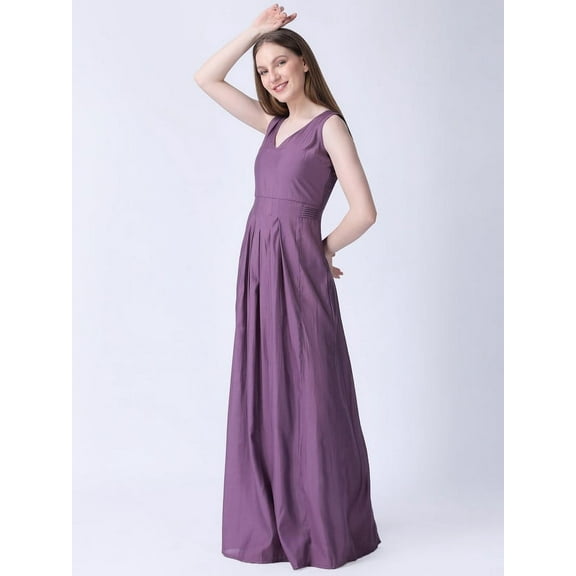 Wine v-neck Maxi Dress