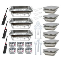 Chafing Dish Buffet Set Disposable | Buffet Servers and Warmers, Buffet Serving Kit | Includes Chafing Fuel, Wire Racks, Foil Pans Full Size, 9x13 Aluminum Pans Disposable, Serving Utensils| 36 Pieces