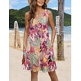 thumbnail image 2 of Women's Casual Sundress with Pockets Summer Boho Beach Dress Floral T-Shirts Dress V Neck Loose Tank Dresses, 2 of 9