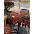 thumbnail image 4 of Outdoor Tablecloth with Umbrella Hole and Zipper, Red Christmas Square Table Cloth 60x60 Inch Waterproof Tablecloth, Winter Xmas Pine Branches Cone Balls Picnic Table Cover for Patio Camping, 4 of 7