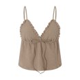 thumbnail image 6 of LMLYSoH Women Basic Ruched Camisole Solid Color Ruffle V Neck Sleeveless Crop Tops for Streetwear Clubwear Summer Shirt, 6 of 9