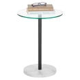 thumbnail image 5 of mDesign Metal/Glass Round Accent Side/End Drink Table, Black/White Marble Print, 5 of 6