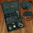 thumbnail image 4 of Seitruly Caja de almacenamiento de joyas, collares, pendientes, anillos, pulseras, brazaletes, organizador, estuche para el hogar, dormitorio, soporte de Bolsas de maquillaje Verde oscuro Seitruly CE015115-06, 4 of 6