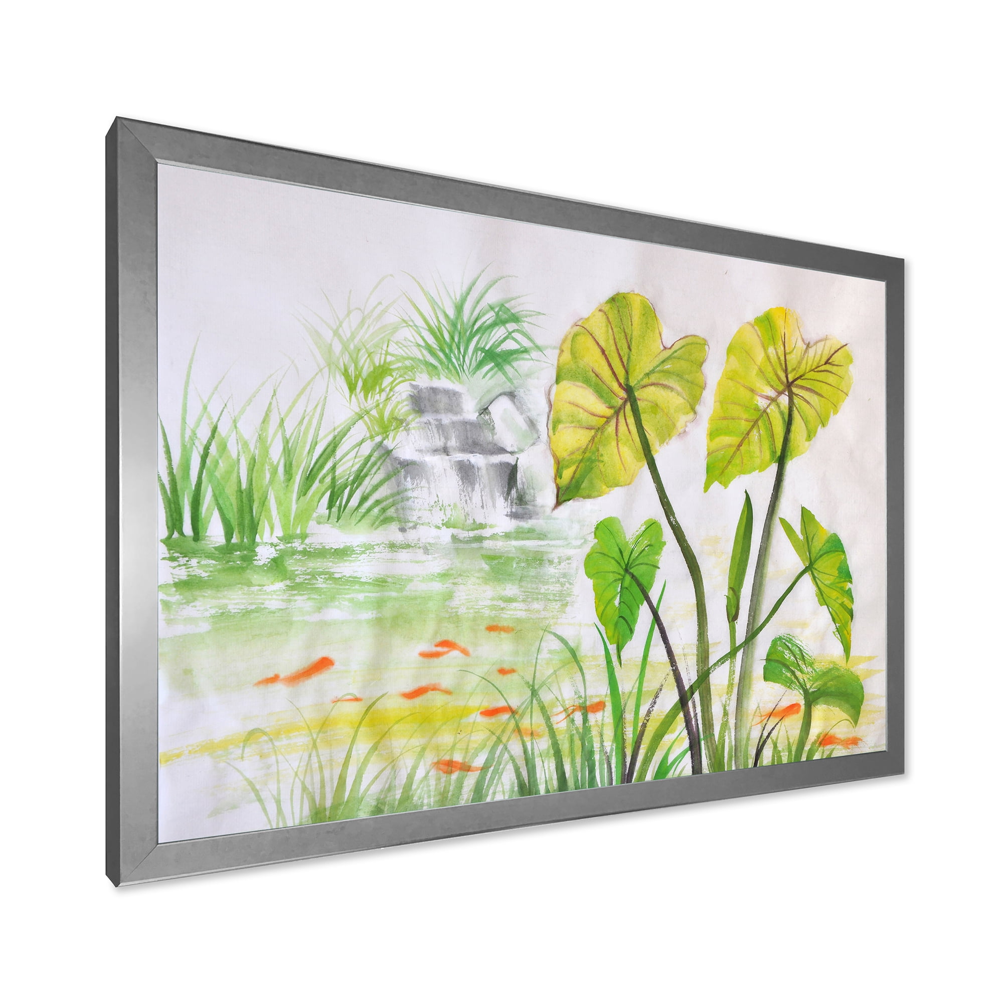 Designart 'Ancient Lotus Pond' Lake House Framed Art Print