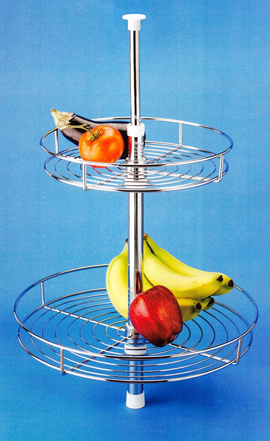 Two Tray Lazy Susan Polished Chrome Finish (No Tools Needed) 2 Tier