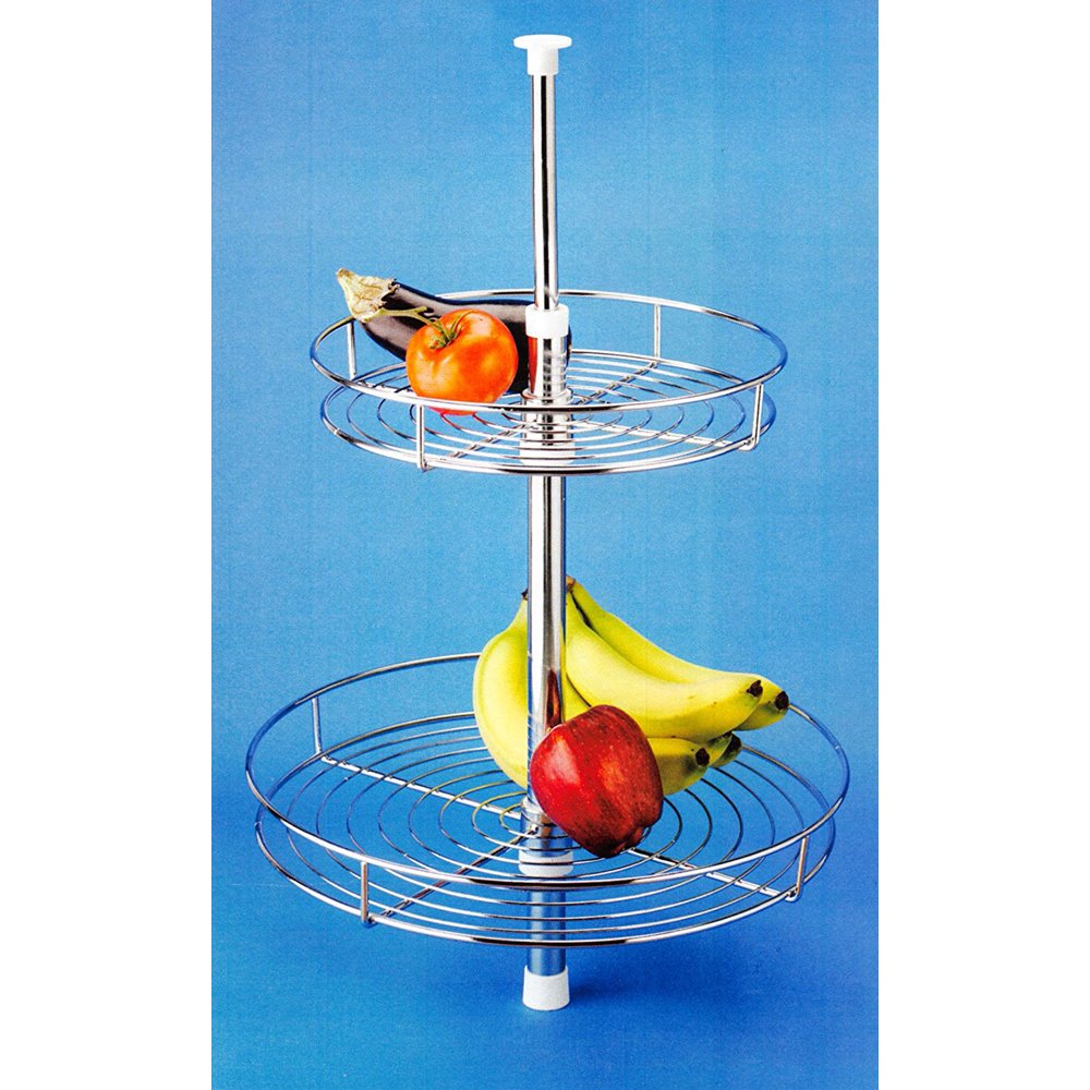 Two Tray Lazy Susan Polished Chrome Finish (No Tools Needed) 2 Tier