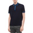 thumbnail image 1 of Calvin Klein Mens Contrast-Collar Wool Polo Shirt, Blue, X-Large, 1 of 1