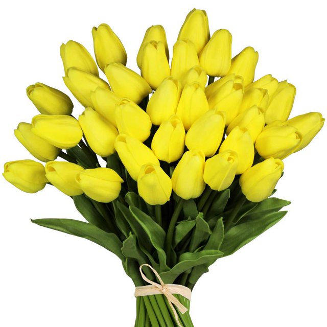 20 piezas de flores blancas artificiales de tulipán de seda de 13,5 pulgadas para el día de la madre, Pascua, día de San Valentín, regalos a granel para el hogar, la cocina, la decoración de la boda