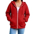 thumbnail image 4 of Hpapadks Womens Zip Up Hoodies Teen Girls Cozy Zipper Hoodie Soft Casual Street Style Womens Zip Up Sweatshirt Red, 4 of 8