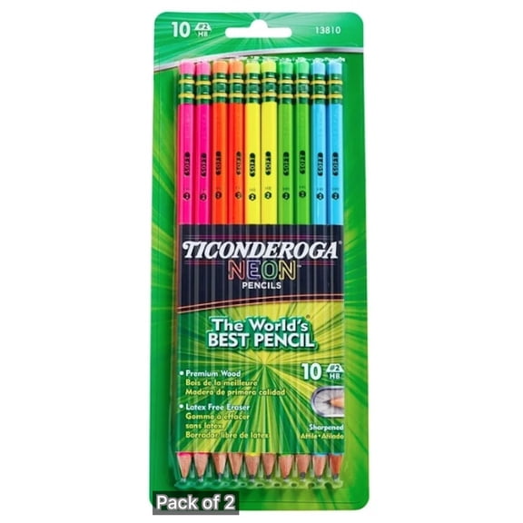 Dixon Ticonderoga No. 2 Assorted Neon Pencils (Pack of 2)