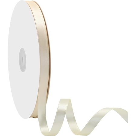 3/8 inch Wide 100 Yards Double Face Ivory Satin Ribbon Ivory Fabric Ribbon for Gift Wrapping Very Suitable for Weddings Decoration Bouquet Balloons Arts Craft Sewing Hair Bow