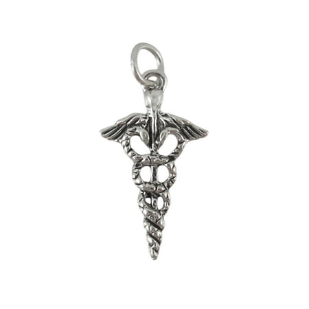 - Sterling Silver Caduceus Pendant / Charm Medical EMT
