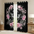 thumbnail image 2 of Homewish Pink Rose Curtains Pack of 2 (42x84 Each),Romantic Valentine'S Day Curtains Blackout,Gothic Moth Bedroom Curtains For Girls,Super Cozy Room Decor, 2 of 6