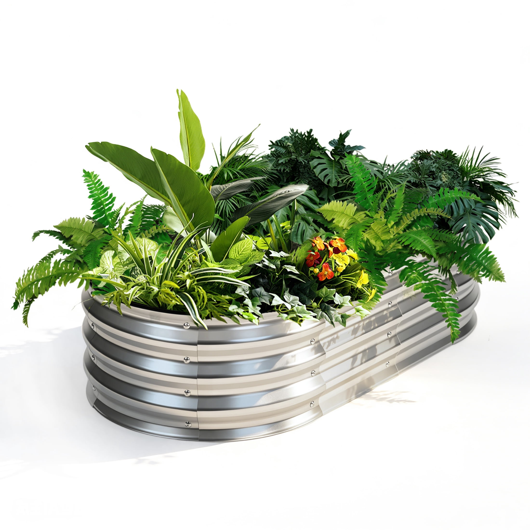 Gianna 2Pcs 8x4x1ft Galvanized Metal Raised Garden Bed,Oval