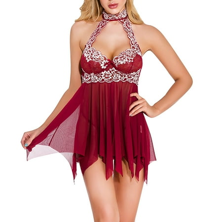 

NUOLUX 1 Pc Sexy Nightdress Set Sleeping Nightwear Pajamas Dress Sexy Underwear for Women Red (Size L)