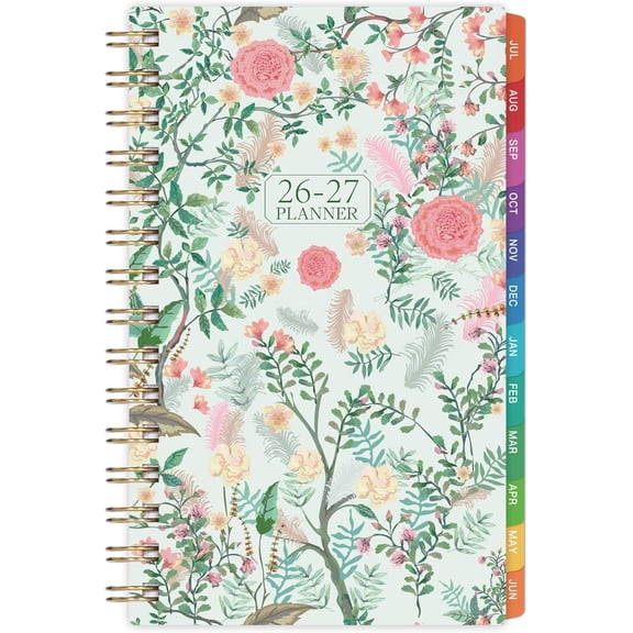 Pocket Calendar 2026-2027 - Pocket Planner, Jul 2026 - Jun 2027, 4''×6.8'' | 2026-2027 Pocket Planner for Purse, Planner Weekly and Monthly, 12 Months Tabs, Strong Twin-wire Binding, Floral Cover