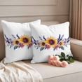 thumbnail image 2 of Sunflower Lavender Pillow Covers 2 Pack Spring Yellow Floral Pillowcase Waterproof Outdoor Throw Pillow Cover for Patio Garden Square Cushion 26”x26”, 2 of 9