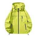 thumbnail image 2 of Sentmoon Women Jacket Oversized Drawstring Hooded Neck Long Sleeve Women Winter Coats Zipper Solid Color Windproof Waterproof Clothes Women Fall and Winter Stylish for Backpacking and Camping, 2 of 3