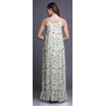 thumbnail image 4 of Bimba Robe de Nuit Longue à Bretelles Spaghetti Imprimée de Feuilles et Baies Blanches pour Femmes, Robe Maxi de Sommeil, X-Small, 4 of 5