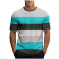 thumbnail image 2 of Cmfcve Striped Men's Tee Print Durable Sports T-shirt Short Sleeve Round Neck Blouses, 2 of 5
