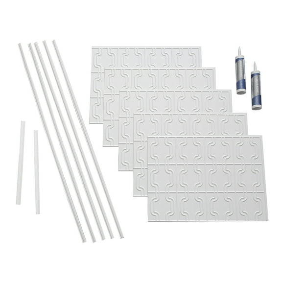 FASÄDE Chain Decorative Vinyl Backsplash 15 sq ft Kit in Matte White