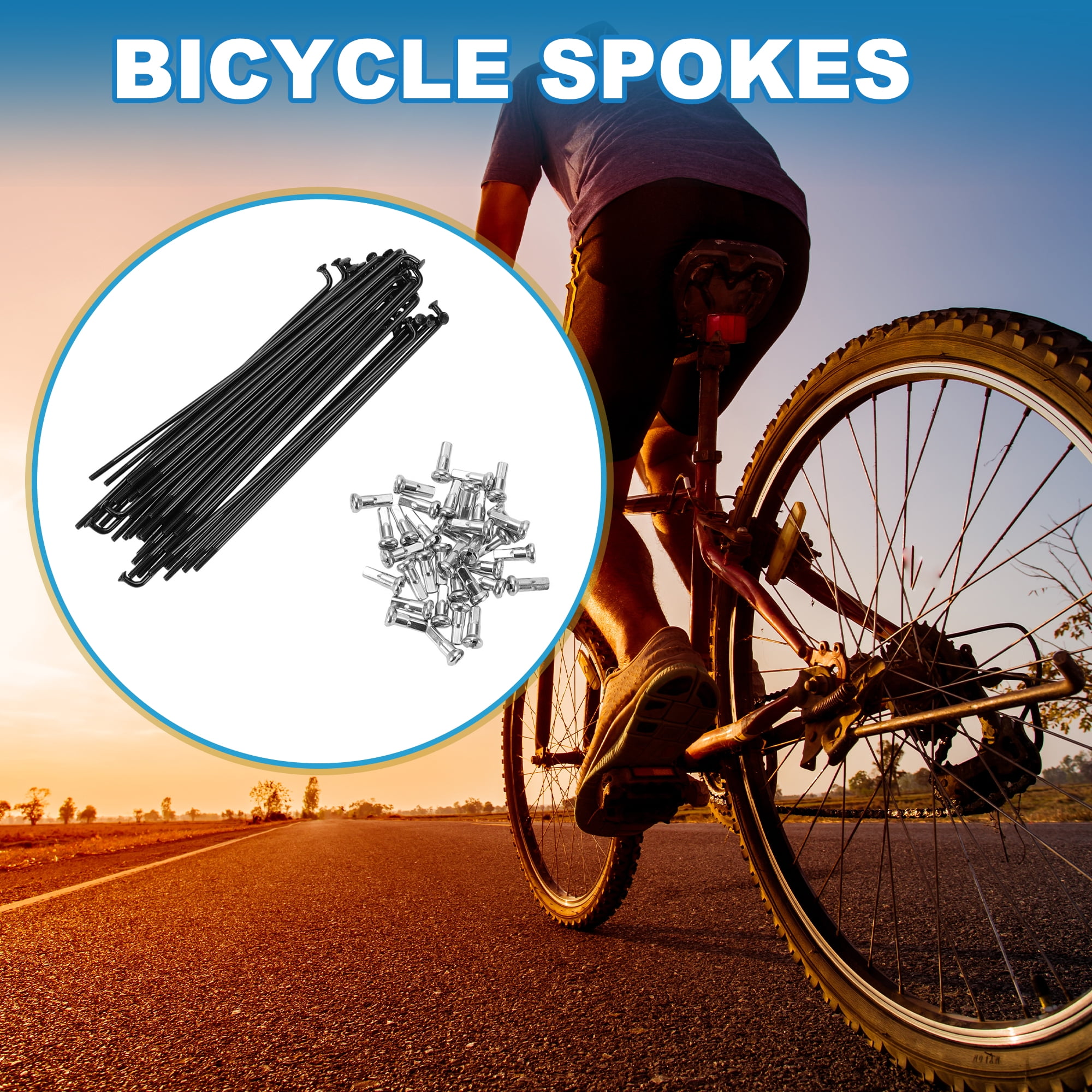 Unique Bargains 36Pcs Bicycle Spokes 14G Mountain Bike Spokes Steel Black 4.25"