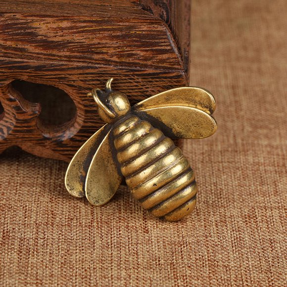 Minkissy Sac Pendentif en Forme d'Abeille Punk en Laiton Doré pour Impressions Invitées 1Pcs