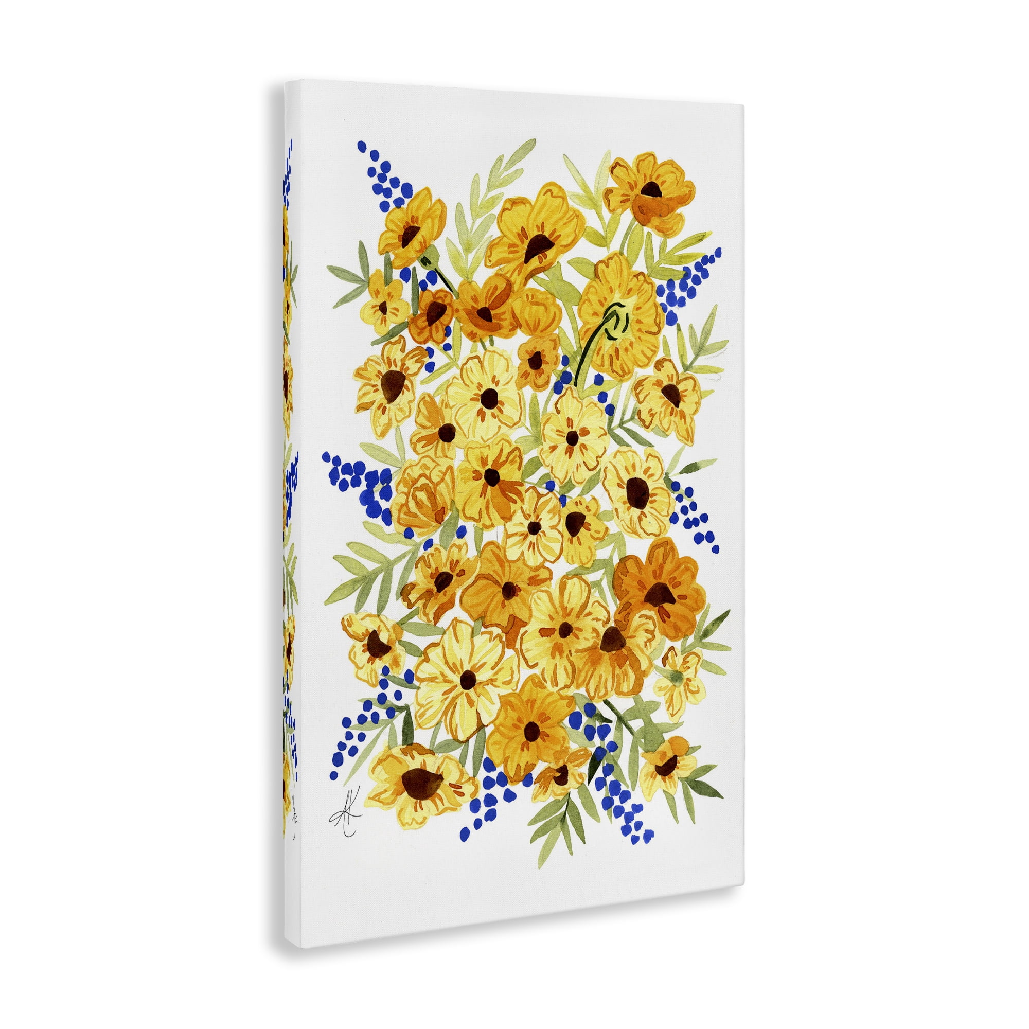 Stupell Industries Golden Cosmos Flowers Botanical & Floral Painting Gallery Wrapped Canvas Art Print Wall Art, 16 x 24