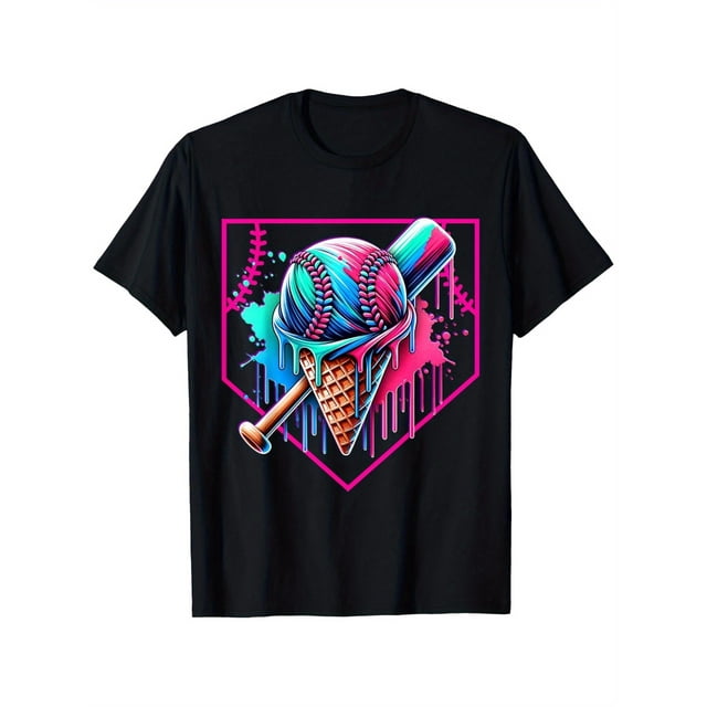 Baseball Home Plate Drip for Boys baseball Ice Cream Spinkle T-Shirt