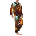 thumbnail image 2 of Salouo Moonlit Hairless Cat Monk Print Button-Front Long Sleeve Pajama Set for Men, Soft 2Pjs Men's Long Sleeve Sleepwear-Medium, 2 of 7