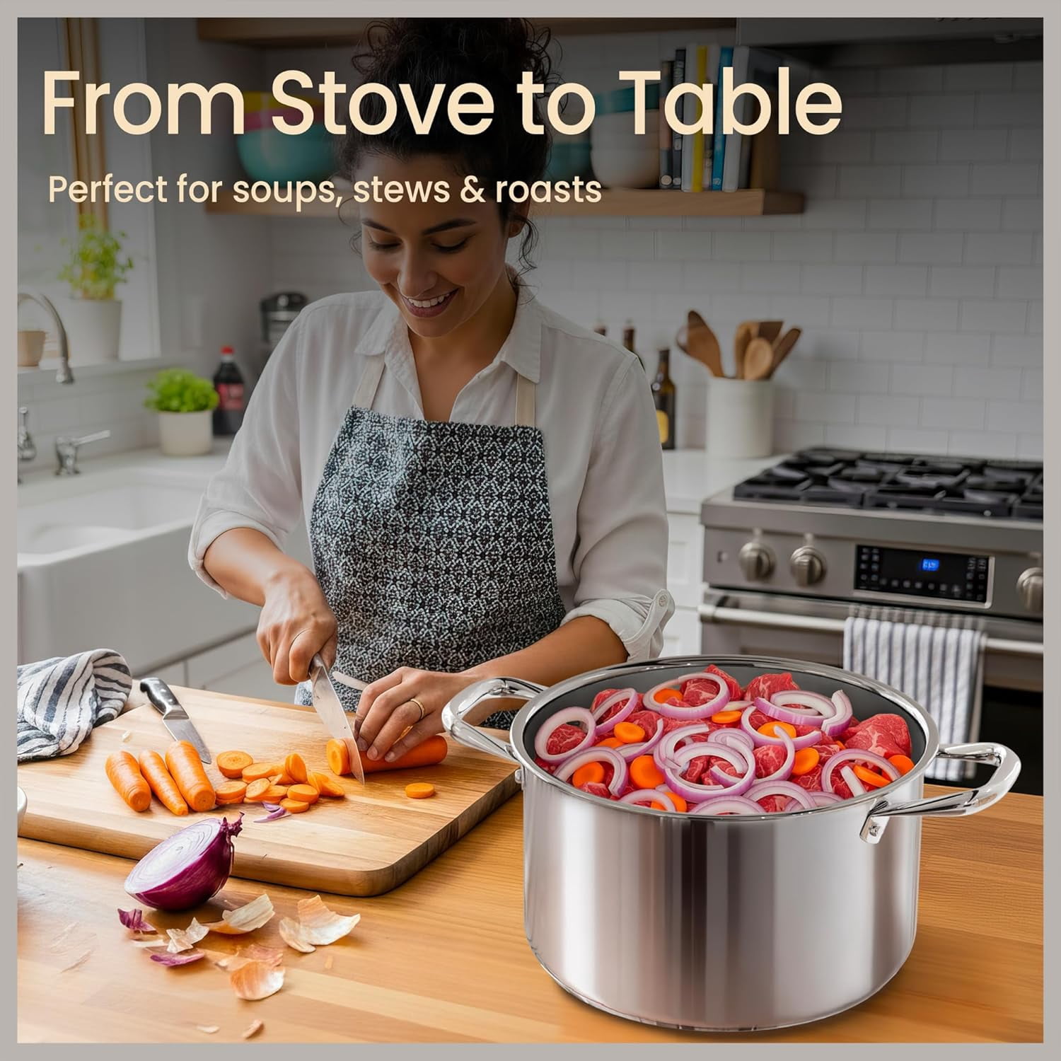 Bakken-Swiss Deluxe 3-Quart Stainless Steel Stockpot with Glass Lid, Dishwasher Safe, Induction Ready