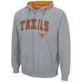 thumbnail image 2 of Men's Colosseum  Heather Gray Texas Longhorns Arch & Logo 3.0 Full-Zip Hoodie, 2 of 3