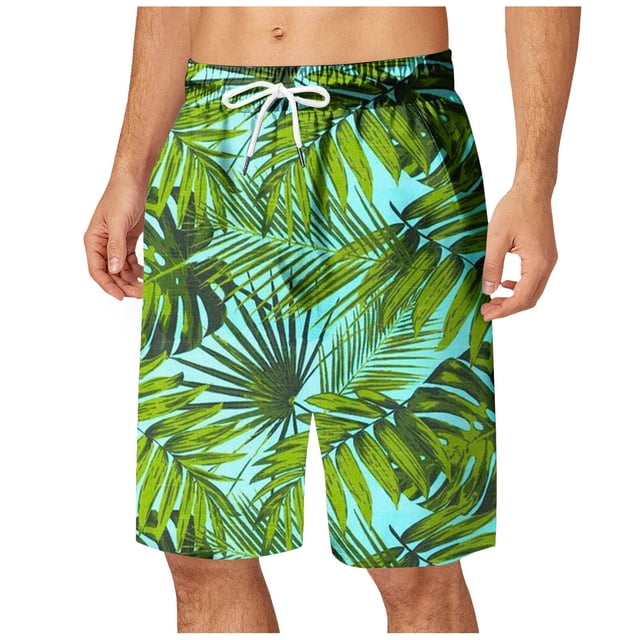 TSADFHJI Mens Swim Trunks 9 Inch Inseam Men's Trunks 5 Inch Swimsuit Mesh Beach Swimsuit Long Swim Shorts Style Six Xxl Green