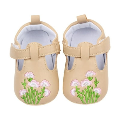 

NIUREDLTD Girls Toddler Shoes Baby Shoes Embroidered Princess Pu Leather Shoes Single Shoes Indoor Shoes Size 12
