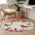 thumbnail image 5 of Pink Roses Birds Vintage 3ft Area Rug, Spring Floral Butterflies Washable Non-Slip Small Round Rugs for Entryway Bedroom Kitchen, Soft Circle Carpet for Dining Room, Playroom Nursery Rug, 5 of 9