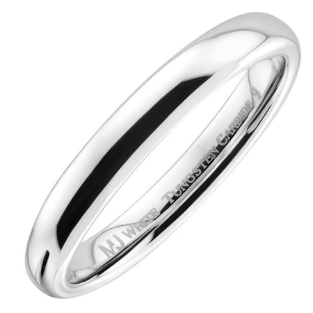 MJ Metals Jewelry Men / Women White Tungsten Carbide 3mm Wedding Band Polished Classic Ring Size 3 MJ Metals Jewelry Men / Women White Tungsten Carbide 3mm Wedding Band Polished Classic Ring Size 3