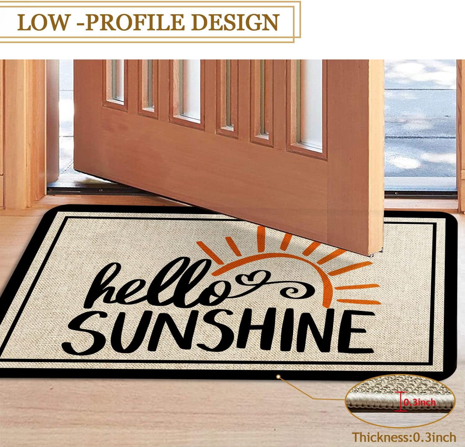 Summer Door Mat 30 X 17 Inch Hello Sunshine Doormat Indoor Outdoor Entrance Floor Mat Non Slip Summer Decor Rubber Welcome Mats