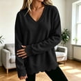 thumbnail image 3 of Diufon Scalloped Sweatshirt for Women Oversized Long Sleeve V Neck Thin Fleece Lined Sweatshirts Fall Winter Thermal Pullover, 3 of 8