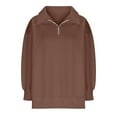 thumbnail image 6 of Oversized Sweaters for Women Half Zip Long Sleeve Shirts Solid Color Sweatshirts Collar Hoodie Loose Casual Blouse (Coffee XXL), 6 of 7