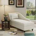 thumbnail image 2 of Apeaka Modern Faux Suede Ergonomic Design High-Density Foam Chaise, White, 2 of 5